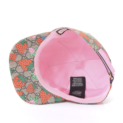 Gucci GG Supreme Monogram Strawberry Baseball Hat M Beige Multicolor 5 of 7