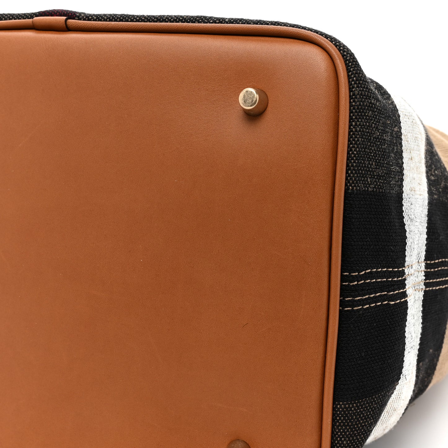 Grainy Calfskin Canvas Mega Check Medium Ashby Tassel Hobo Saddle Brown