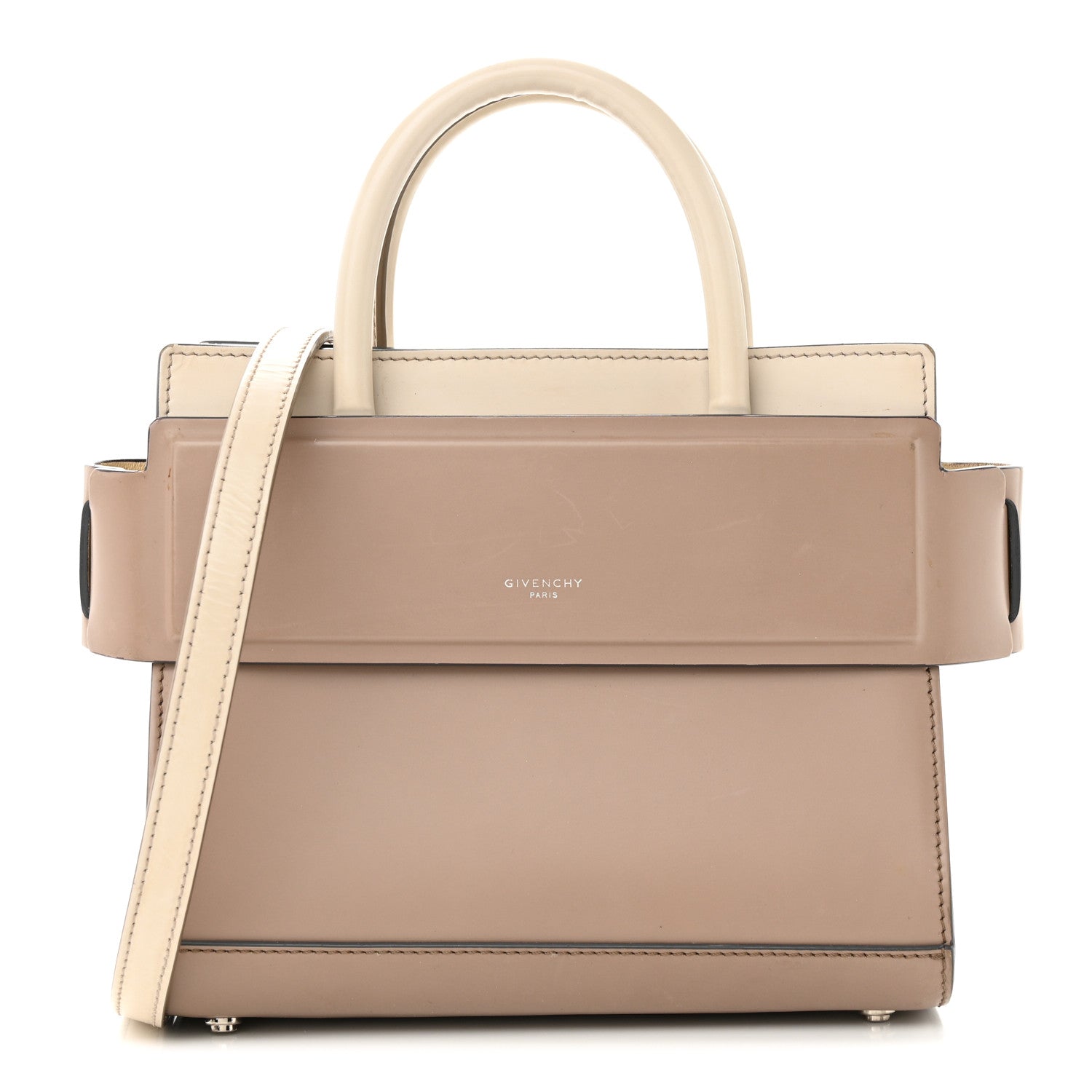 Givenchy Smooth Calfskin Bi-Color Mini Horizon Satchel Linen Off-White 1 of 15