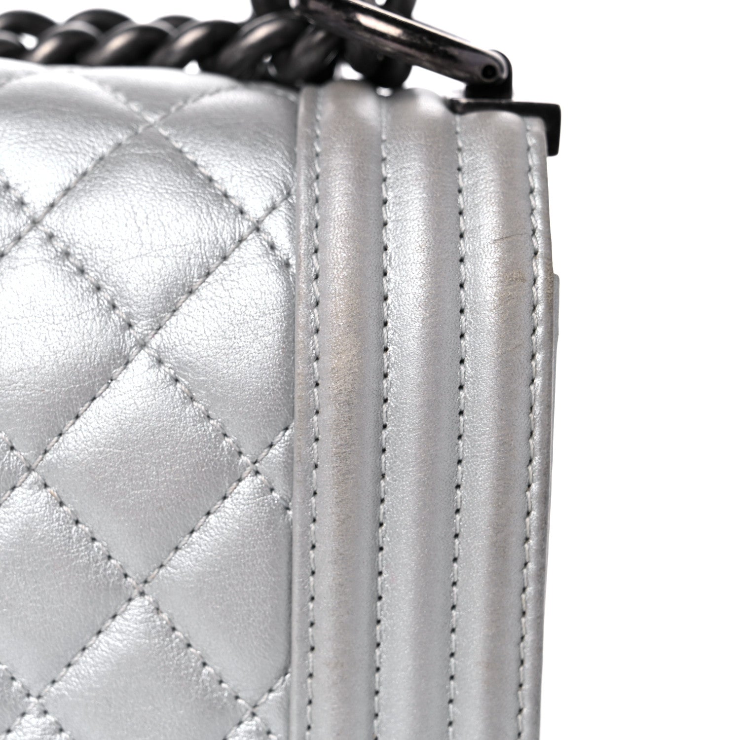 Chanel Metallic Calfskin Quilted Small Boy Flap Silver 16 of 17