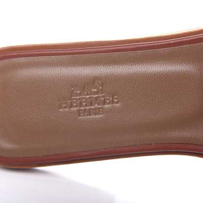 Hermes Box Calfskin Oran Sandals 39 Gold 8 of 10