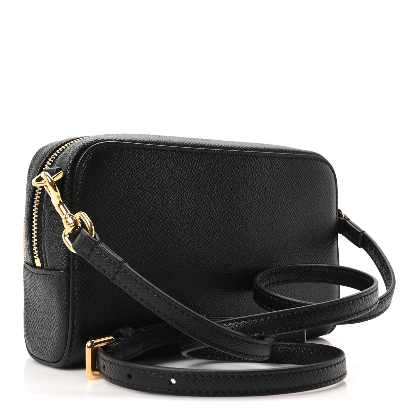 Grained Calfskin Caro Double Pouch Black