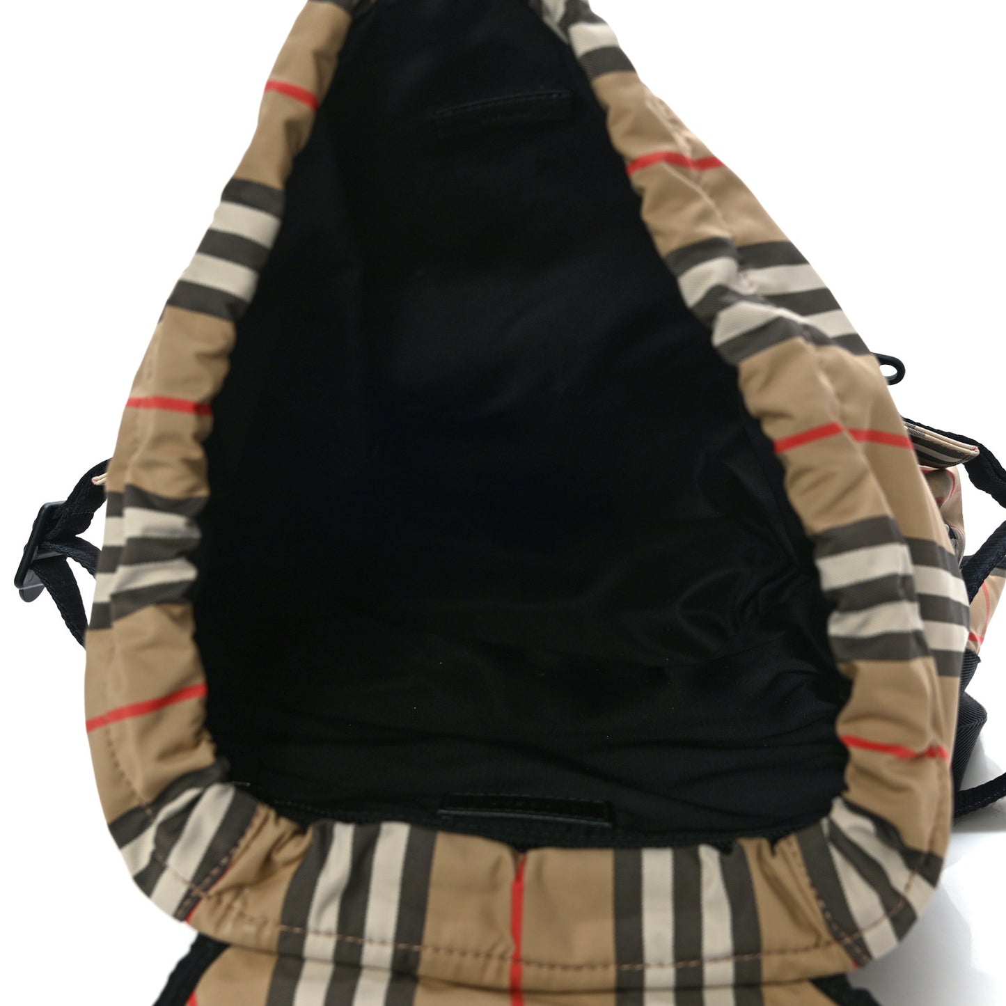 Nylon Icon Stripe Check Logo Print Backpack Natural