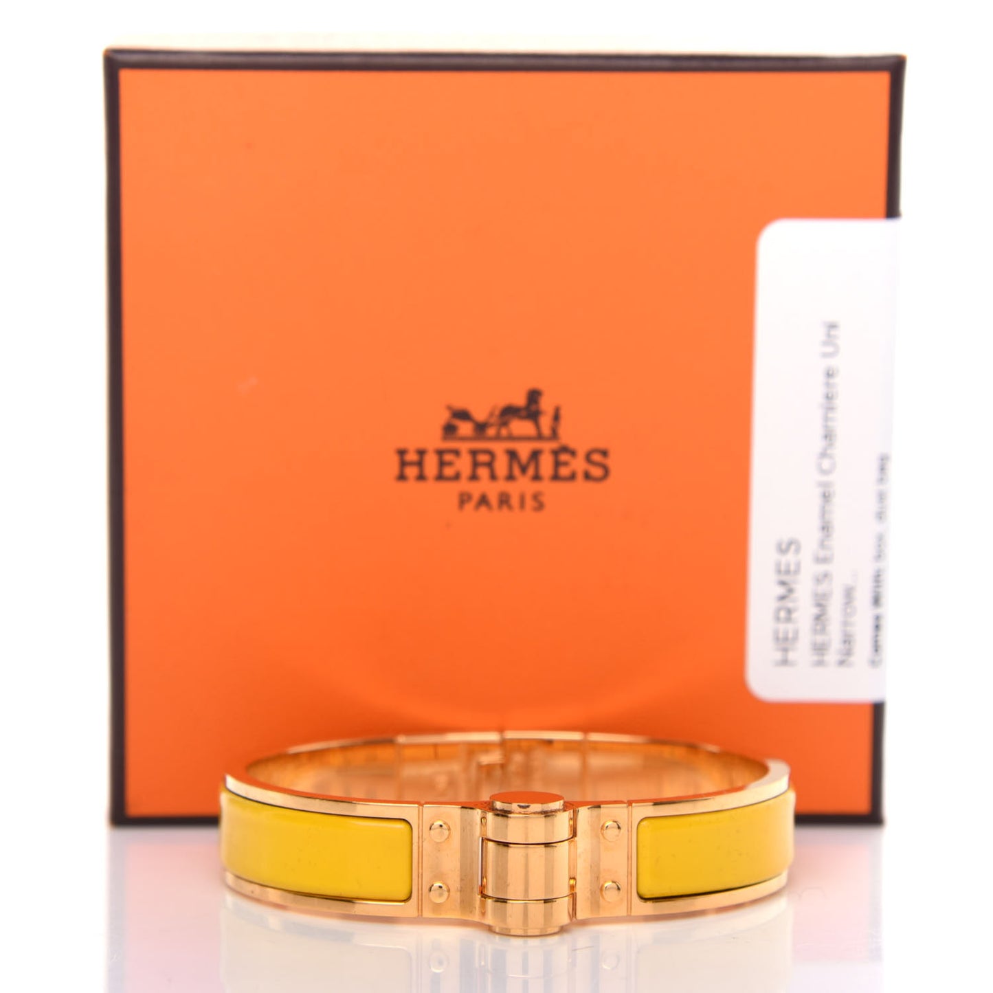 Enamel Charniere Uni Narrow Hinged Bracelet S Jaune Soleil