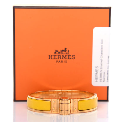 Hermes Enamel Charniere Uni Narrow Hinged Bracelet S Jaune Soleil 5 of 5