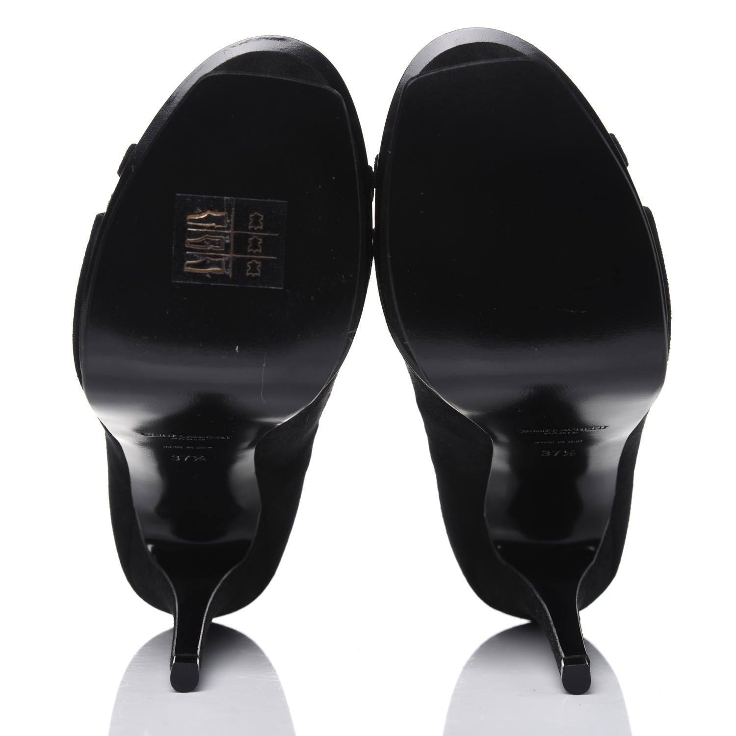 Saint Laurent Kid Scamosciato Tribute 105 Platform Sandals 37.5 Black 5 of 9