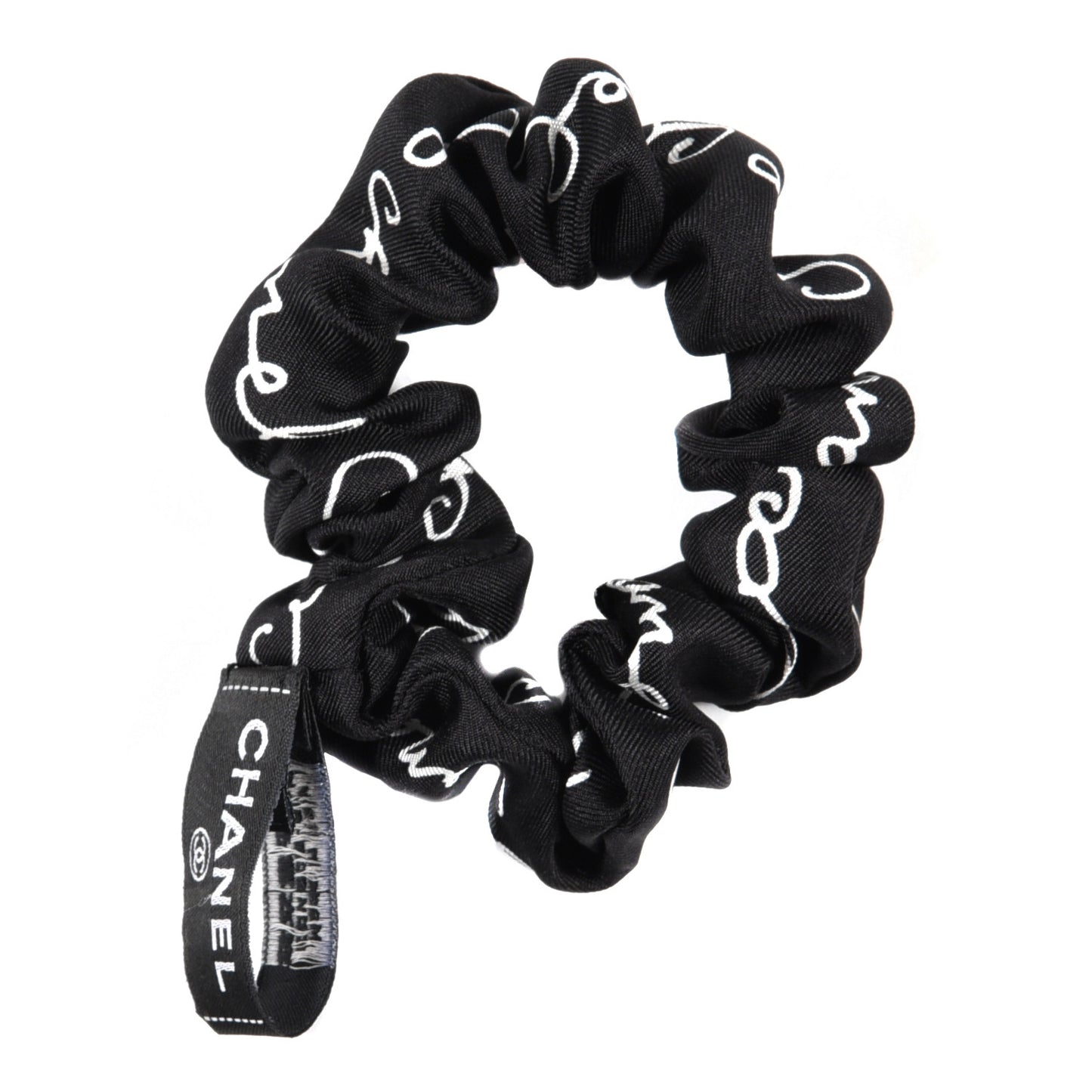 Silk CC Twilly Hair Tie Black White