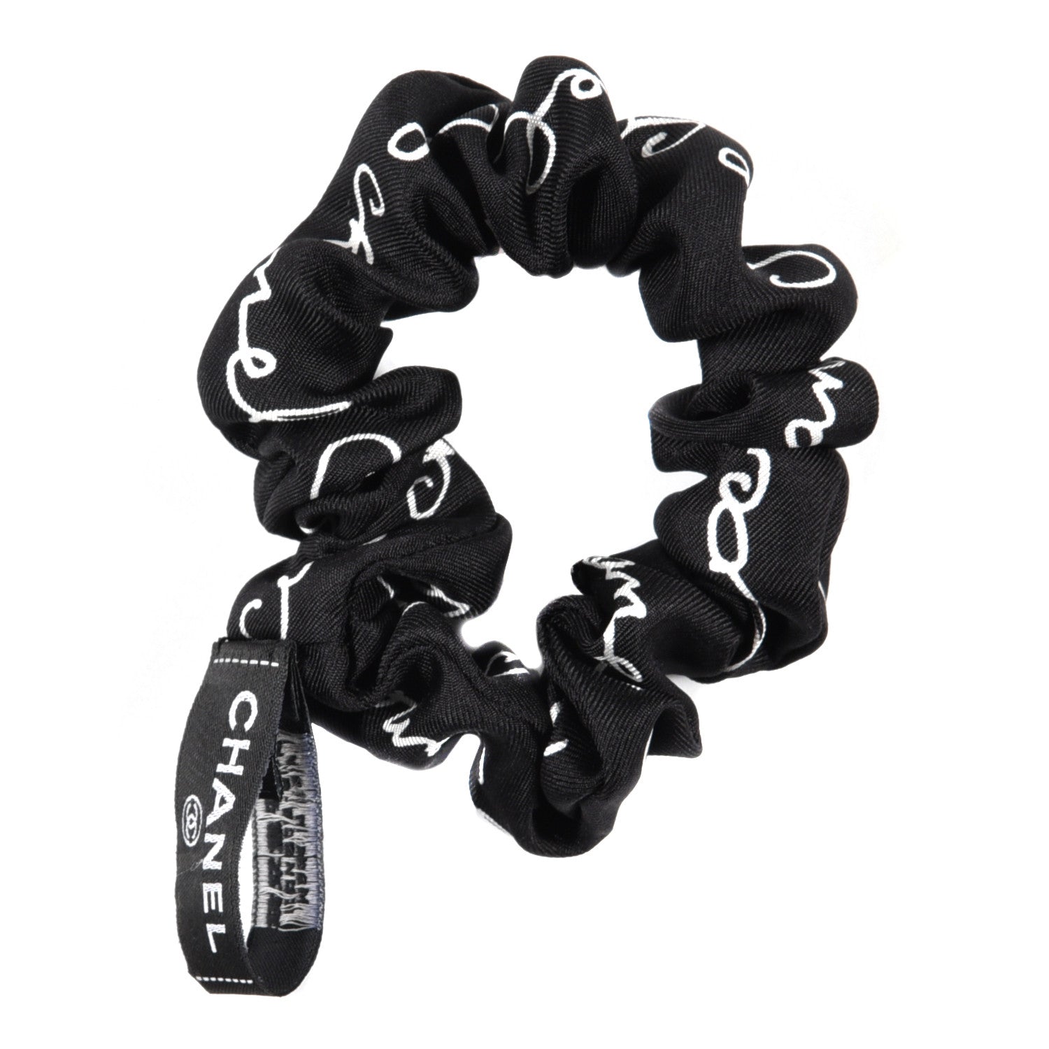 Chanel Silk CC Twilly Hair Tie Black White 5 of 5