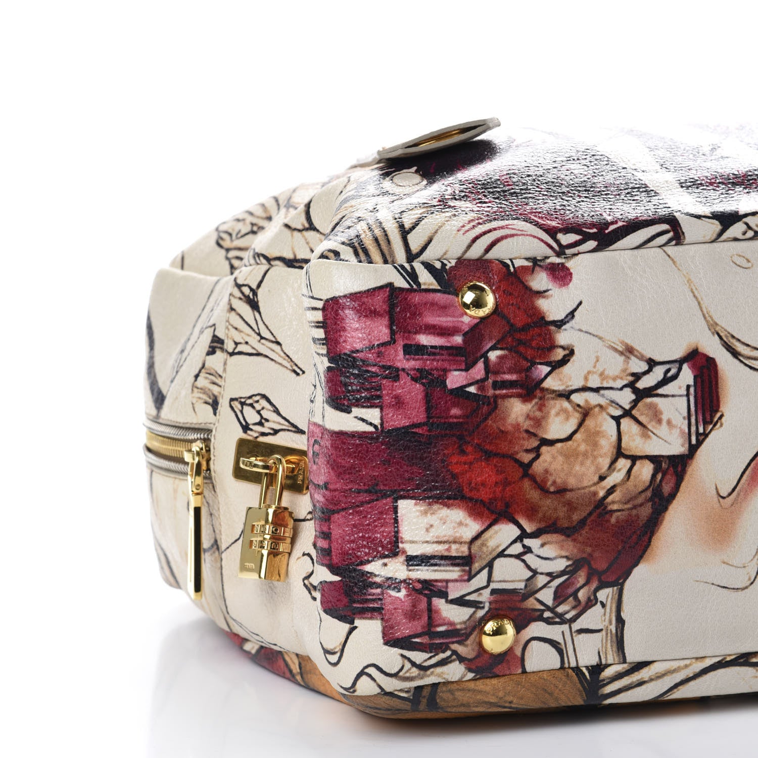 Prada X JAMES JEAN Cervo Lux Fairy Print Large Double Handle Boston Bag Prugna 7 of 11