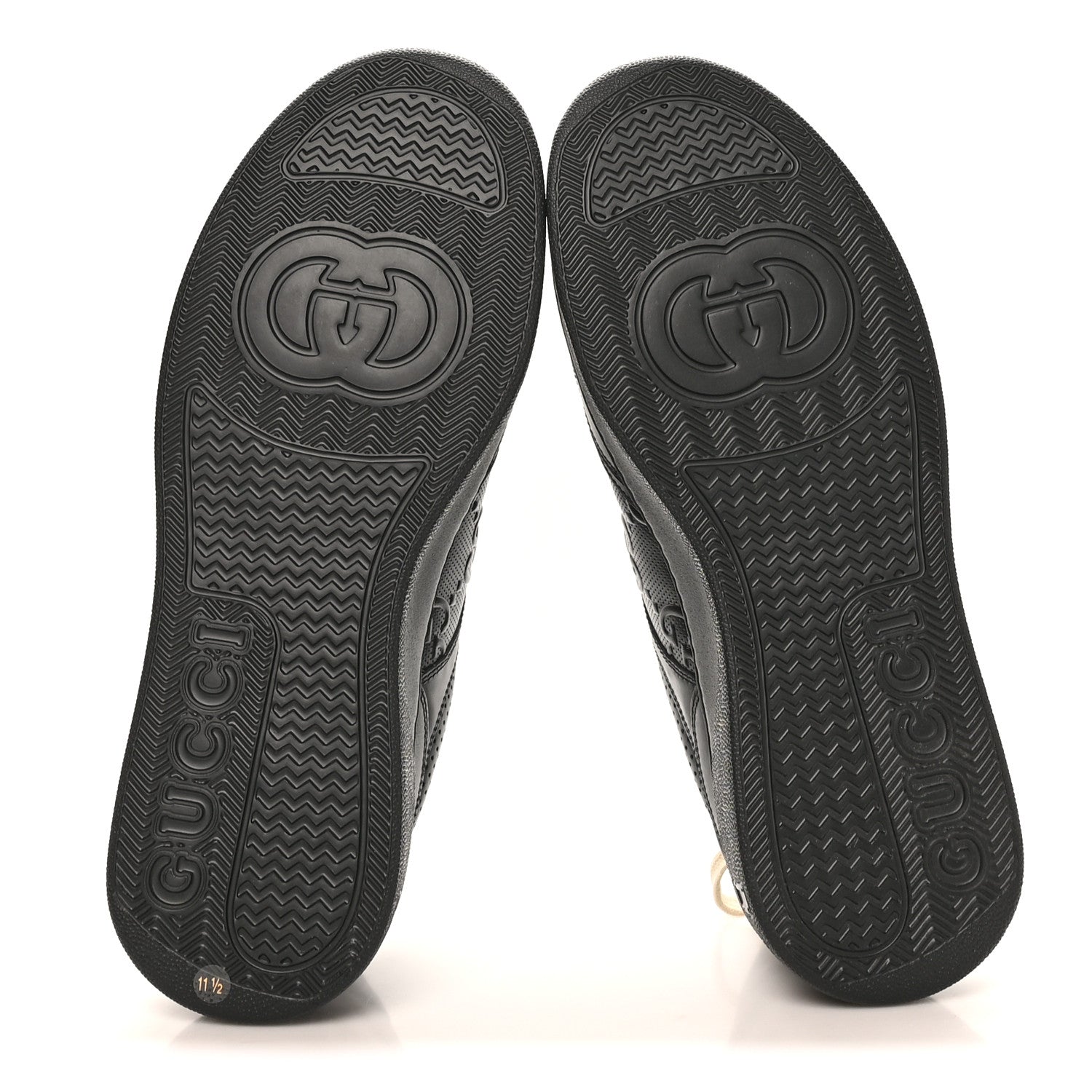 Gucci Calfskin GG Tennis Embossed Perforated Mens Interlocking G 55mm Sneakers 11.5 Black 7 of 10