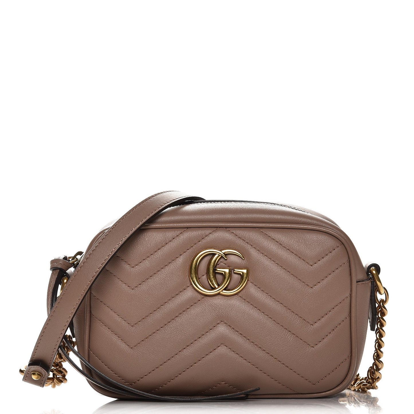 Calfskin Matelasse Mini GG Marmont Chain Shoulder Bag Nude