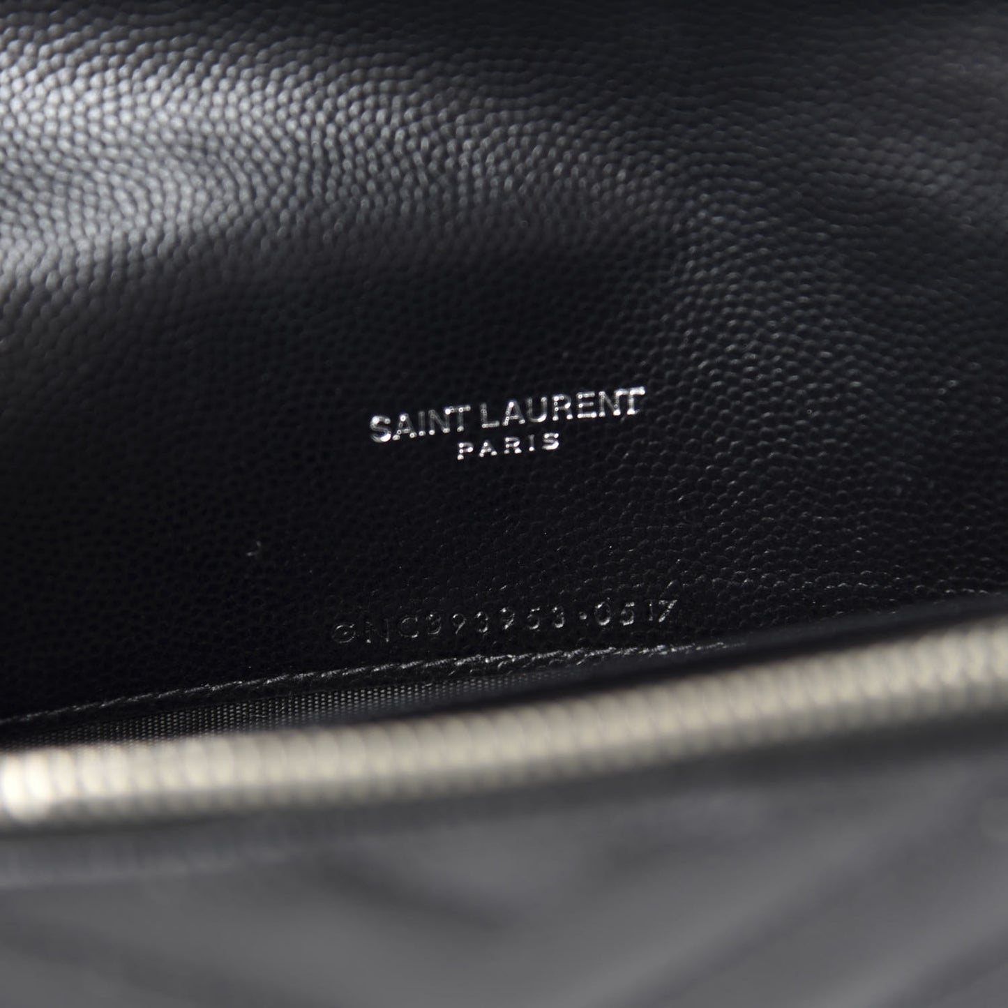 Grain De Poudre Matelasse Chevron Monogram Envelope Chain Wallet Black
