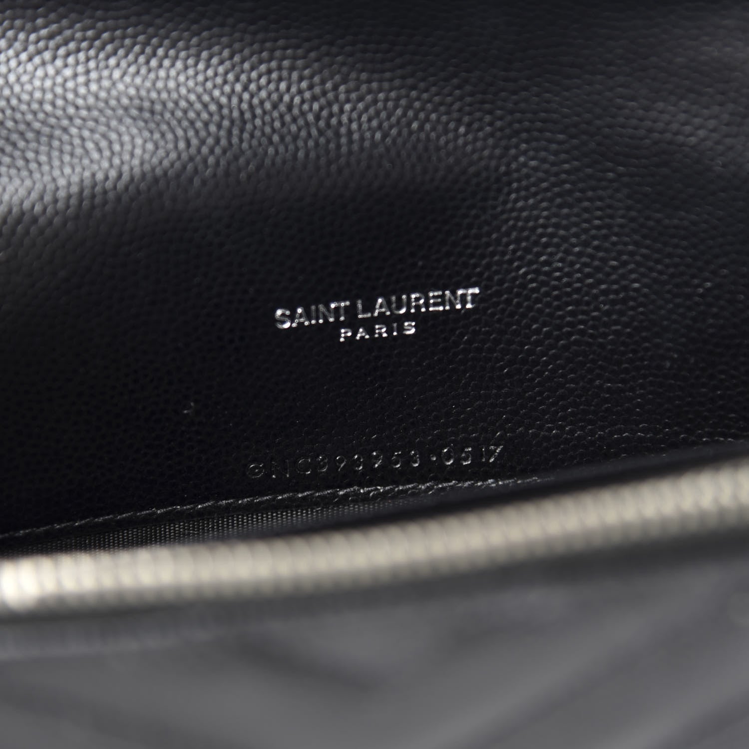 Saint Laurent Grain De Poudre Matelasse Chevron Monogram Envelope Chain Wallet Black 11 of 13