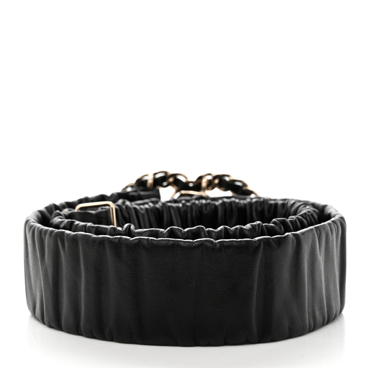 Chanel Lambskin Ruched Chain CC Belt 80 32 Black 2 of 5