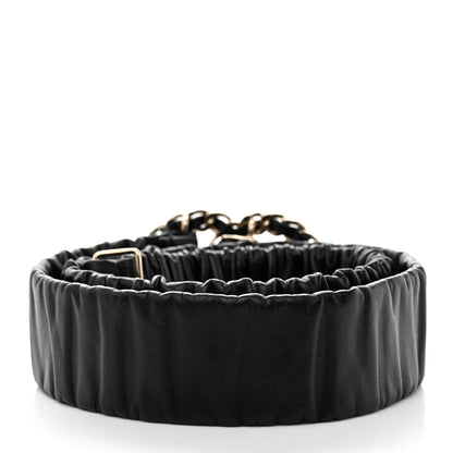 Chanel Lambskin Ruched Chain CC Belt 80 32 Black 2 of 5