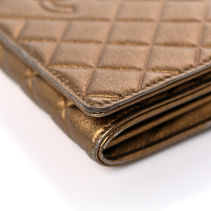 Chanel Metallic Lambskin Quilted Large Diamond CC Flap Wallet Dark Bronze 10 of 15