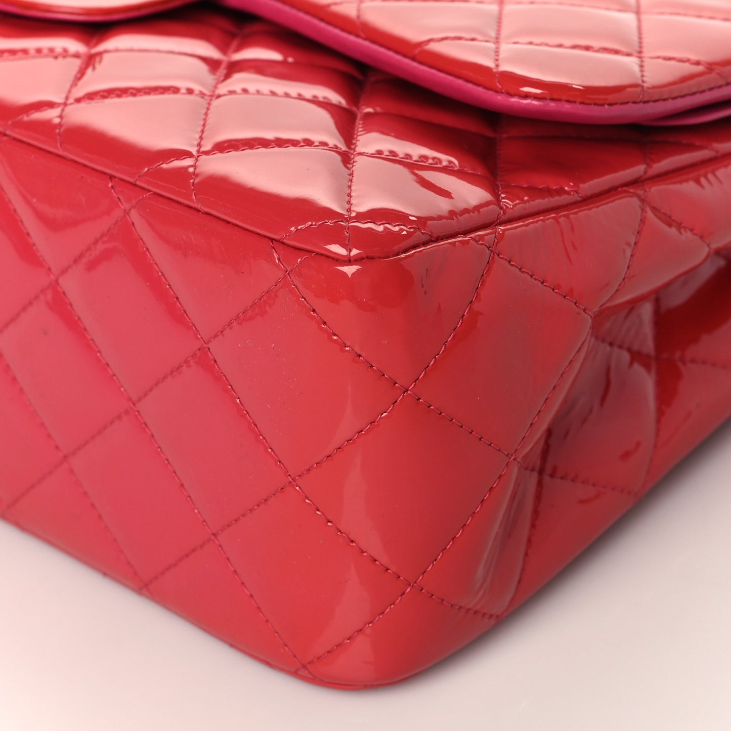 Patent Quilted Jumbo Double Flap Red