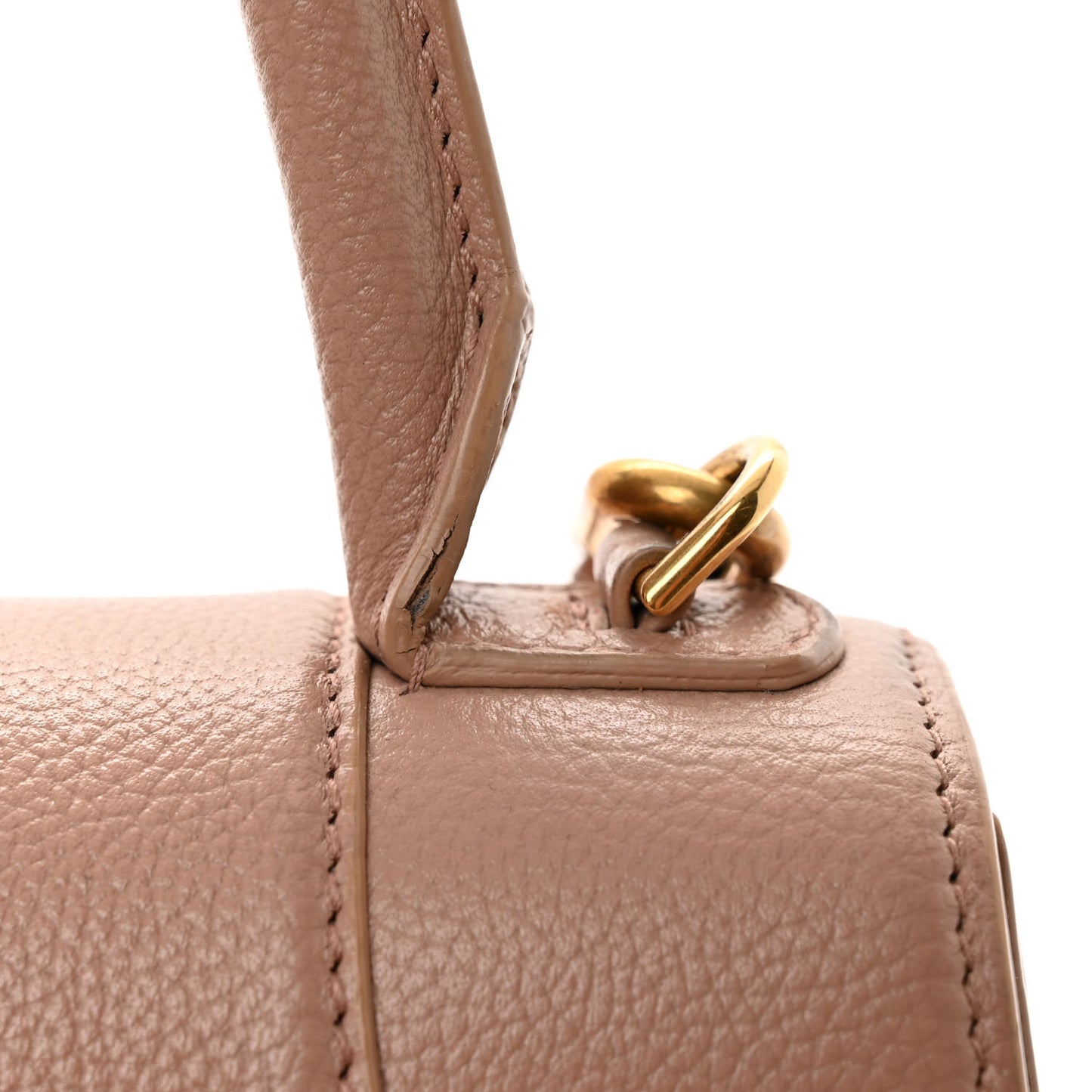 Grained Calfskin Small Hourglass Top Handle Bag Nude Beige