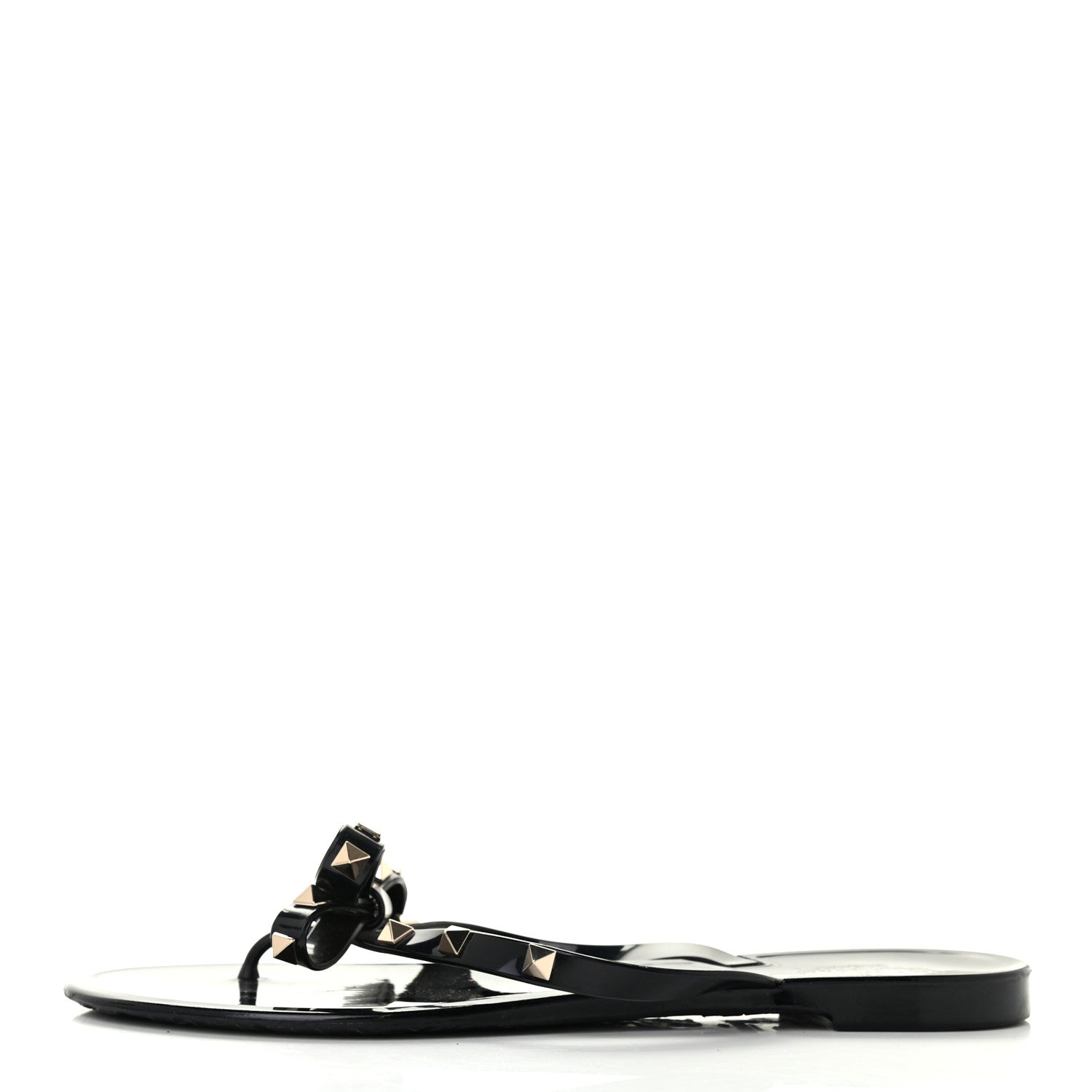Valentino Garavani PVC Jelly Rockstud Bow Thong Sandals 41 Black 1 of 7