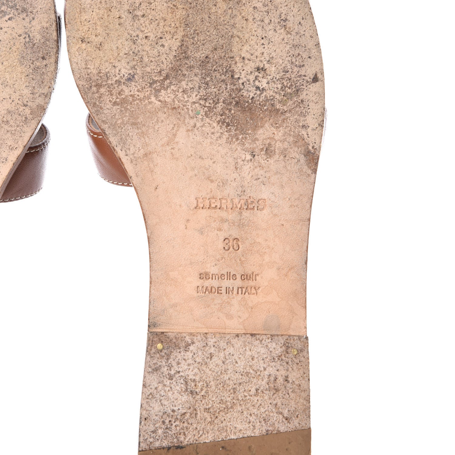 Hermes Box Calfskin Oran Sandals 36 Gold 8 of 11