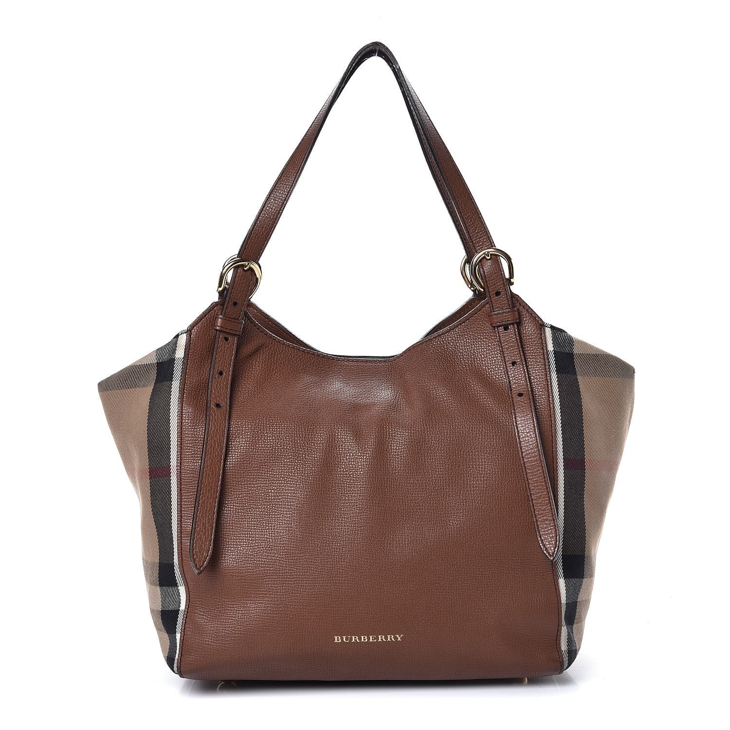 Burberry Grainy Calfskin House Check Small Canterbury Tote Tan 2 of 27