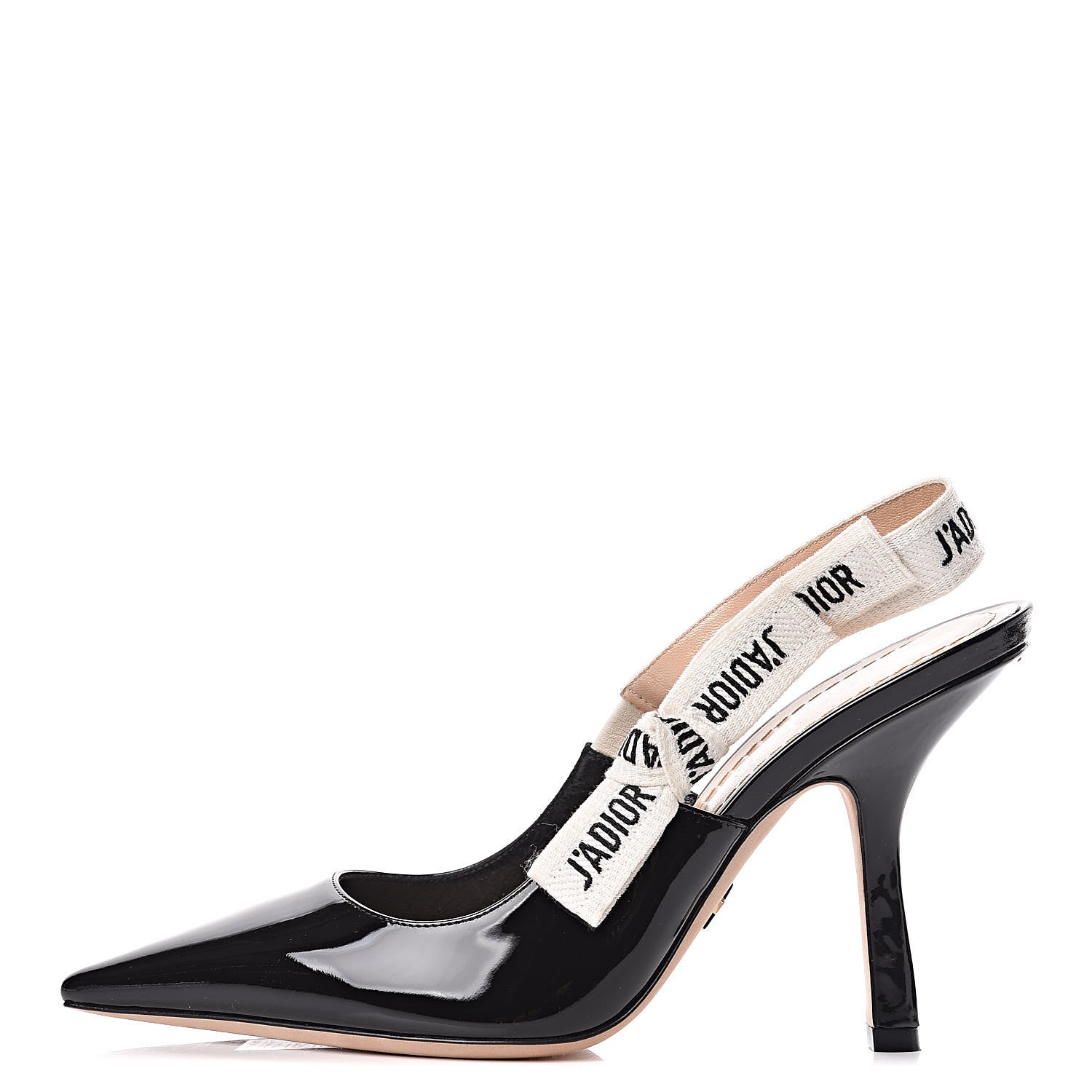 Christian Dior Patent Ribbon J'Adior Slingback 100mm Pumps 37.5 Black 1 of 9