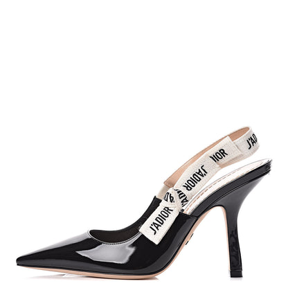 Christian Dior Patent Ribbon J'Adior Slingback 100mm Pumps 37.5 Black 1 of 9
