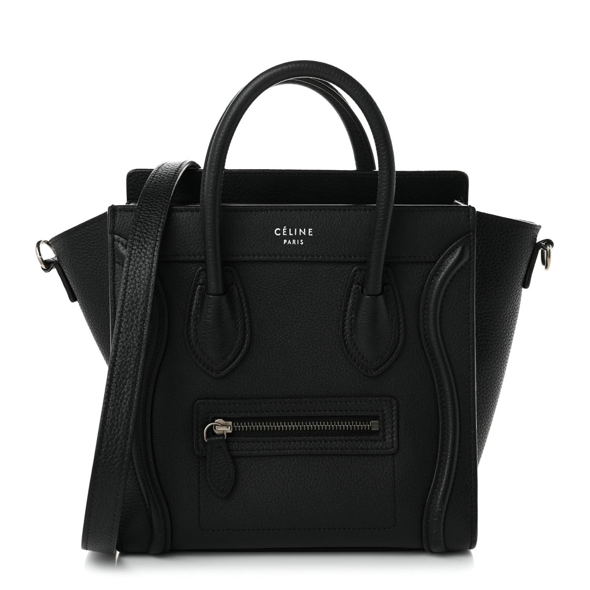 Celine Drummed Calfskin Nano Luggage Black 1 of 11