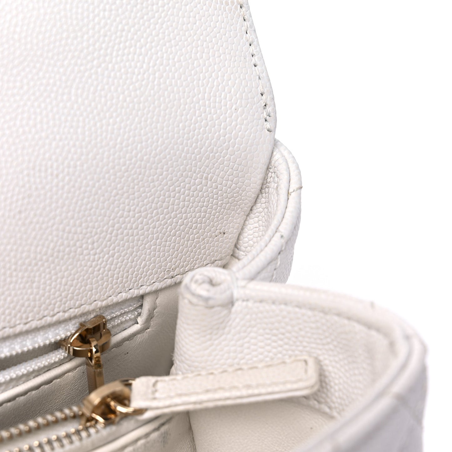 Caviar Quilted Small Coco Handle Flap White