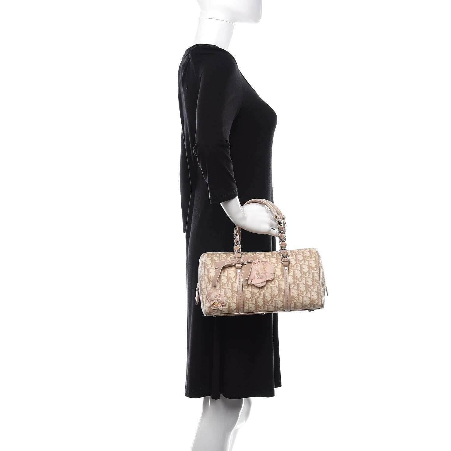 Christian Dior Cotton Monogram Trotter Romantique Boston Bag Rose 2 of 10