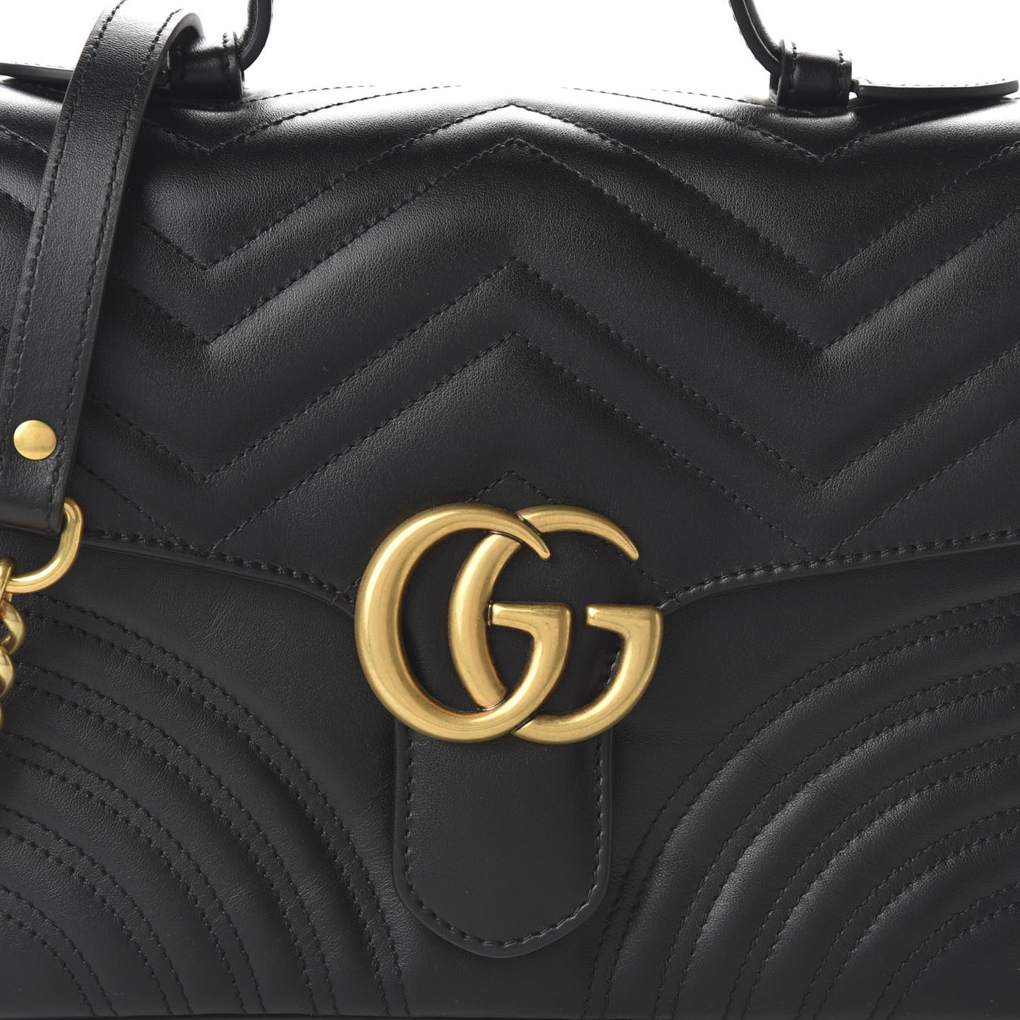 Calfskin Matelasse Small GG Marmont Top Handle Shoulder Bag Black