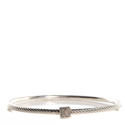 David Yurman Sterling Silver Diamond Square Confetti 3mm Cable Bracelet 1 of 4
