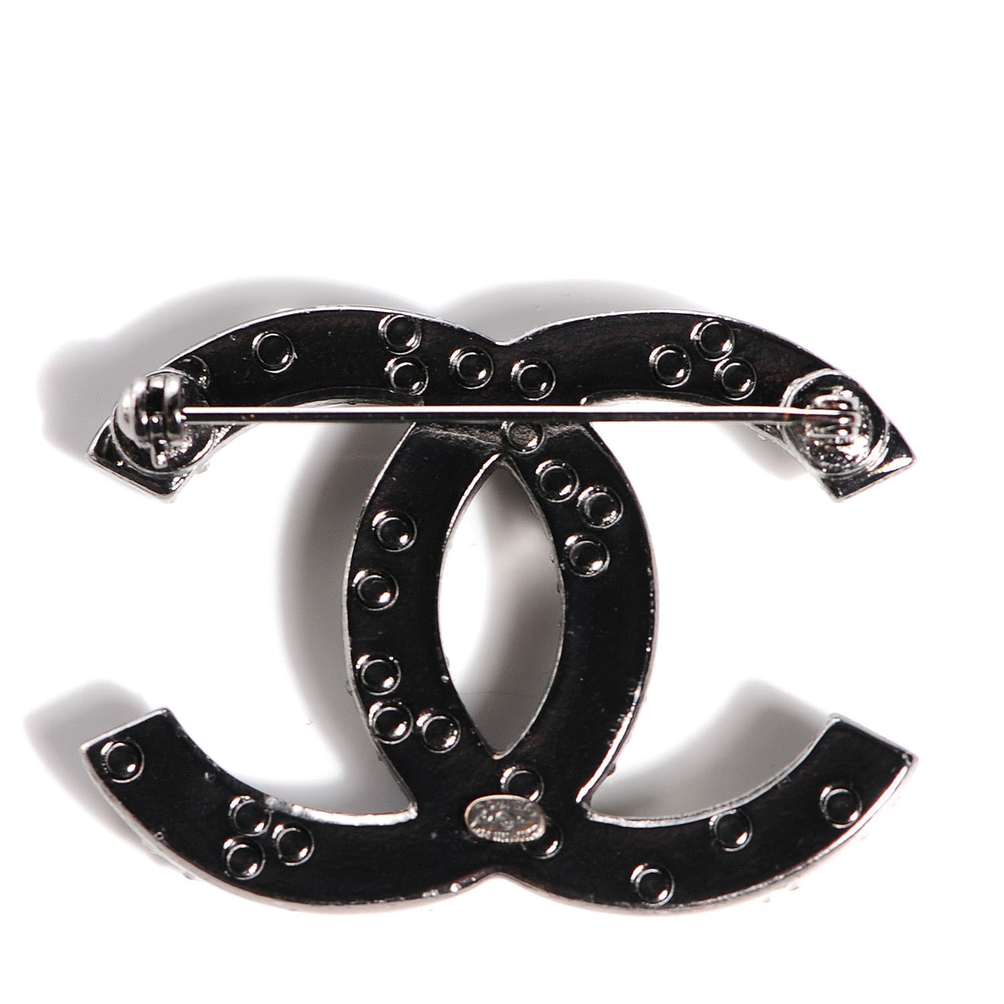 Ruthenium Pearl Large CC Brooch Black