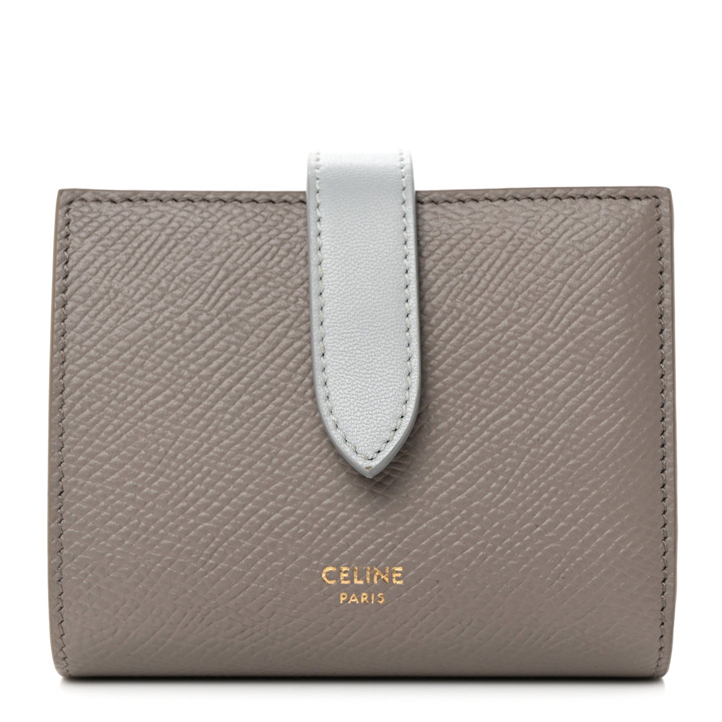 Grained Calfskin Small Multifunction Strap Wallet Pebble Mineral
