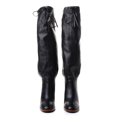 Gucci Deauville Calfskin Cinched Knee High Boots 34.5 Black 2 of 9