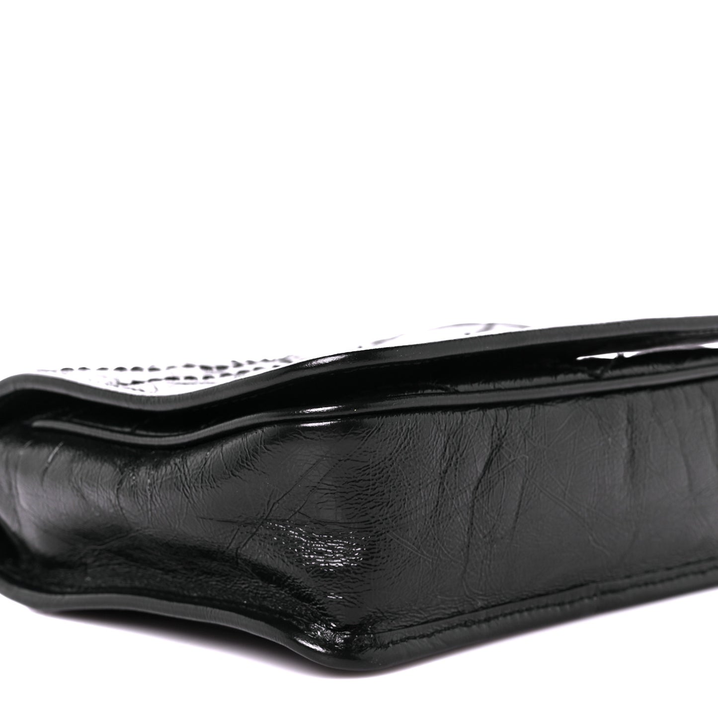 Crinkled Calfskin Matelasse Monogram Niki Chain Wallet Black