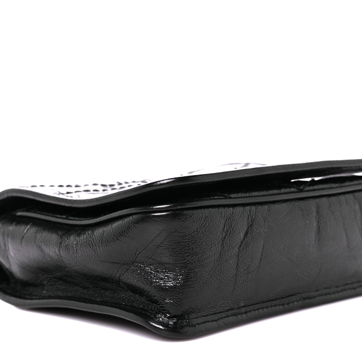 Saint Laurent Crinkled Calfskin Matelasse Monogram Niki Chain Wallet Black 9 of 10