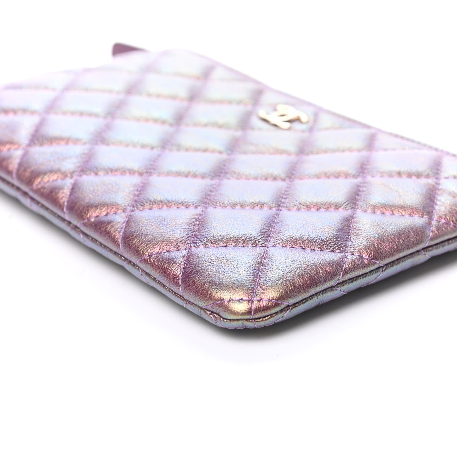 Chanel Iridescent Lambskin Quilted Cosmetic Case Purple 9 of 10