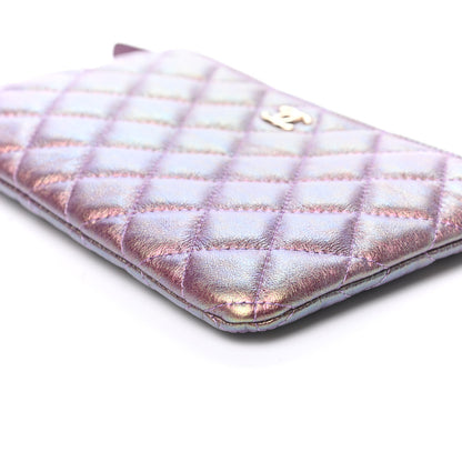 Chanel Iridescent Lambskin Quilted Cosmetic Case Purple 9 of 10