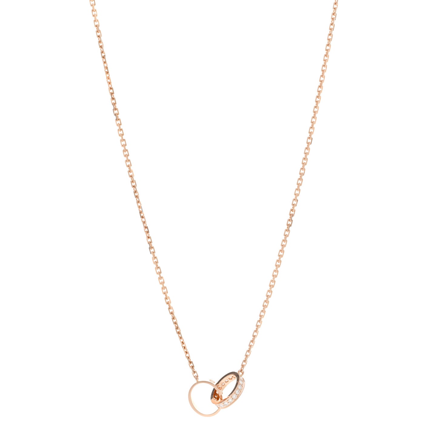 18K Pink Gold Diamond Interlocking LOVE Necklace