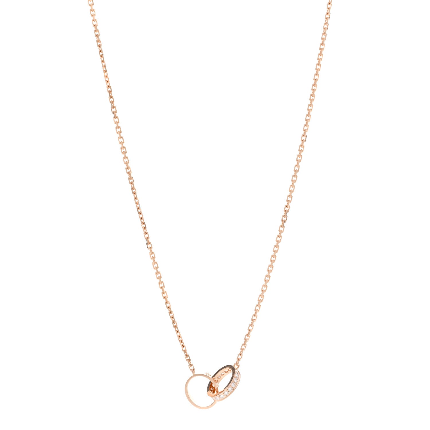 Cartier 18K Pink Gold Diamond Interlocking LOVE Necklace 1 of 5