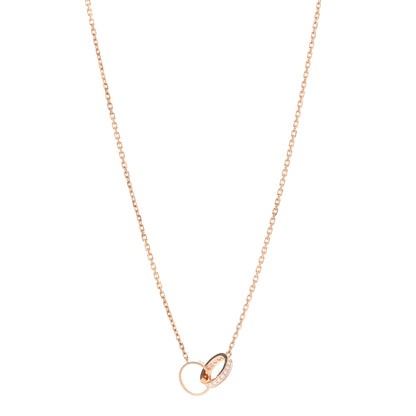 Cartier 18K Pink Gold Diamond Interlocking LOVE Necklace 1 of 5