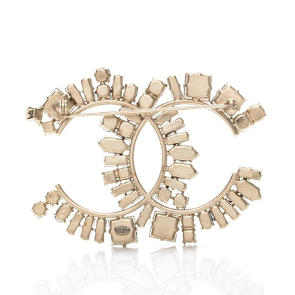 Chanel Baguette Crystal Pearl CC Brooch Blue Gold 3 of 4