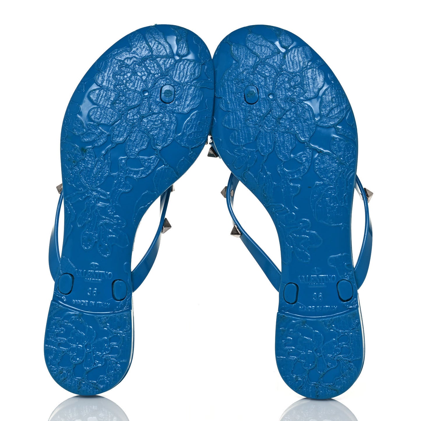 PVC Jelly Rockstud Bow Thong Sandals 36 Blue