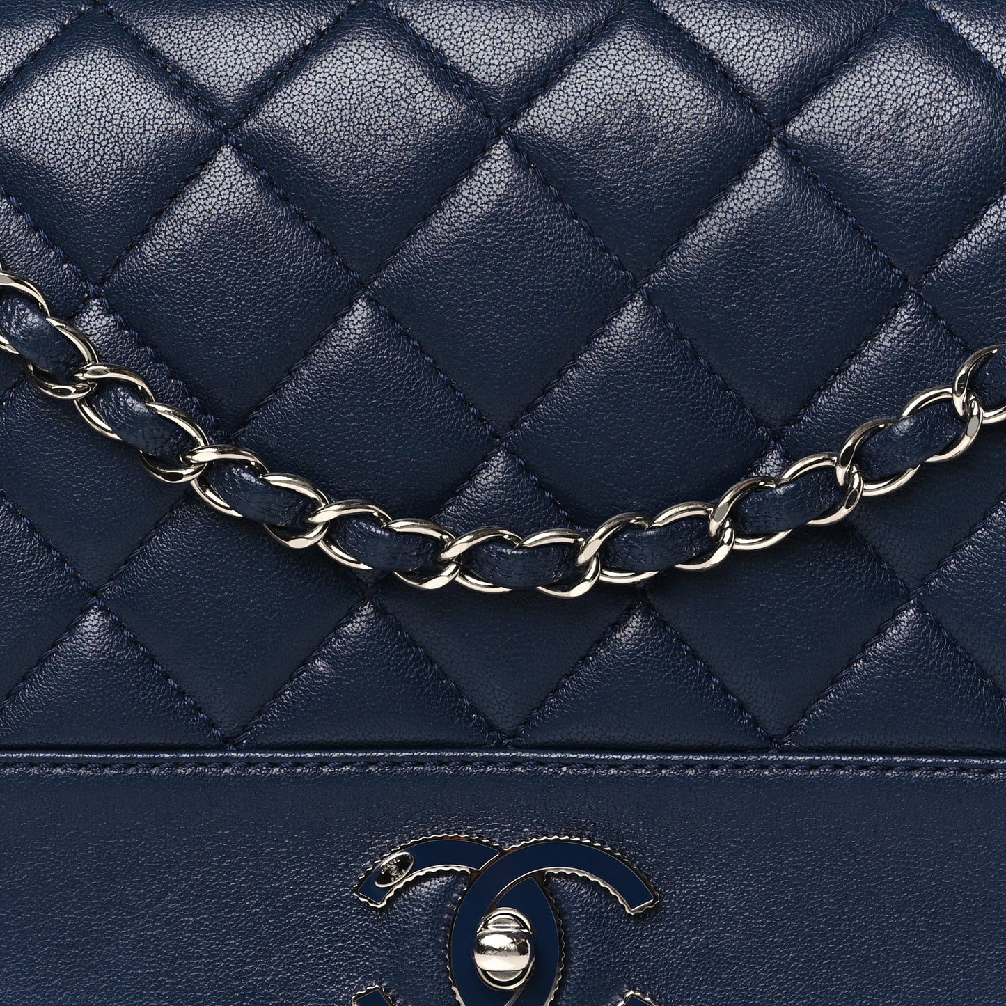 Sheepskin Quilted Vintage Mademoiselle Flap Dark Navy