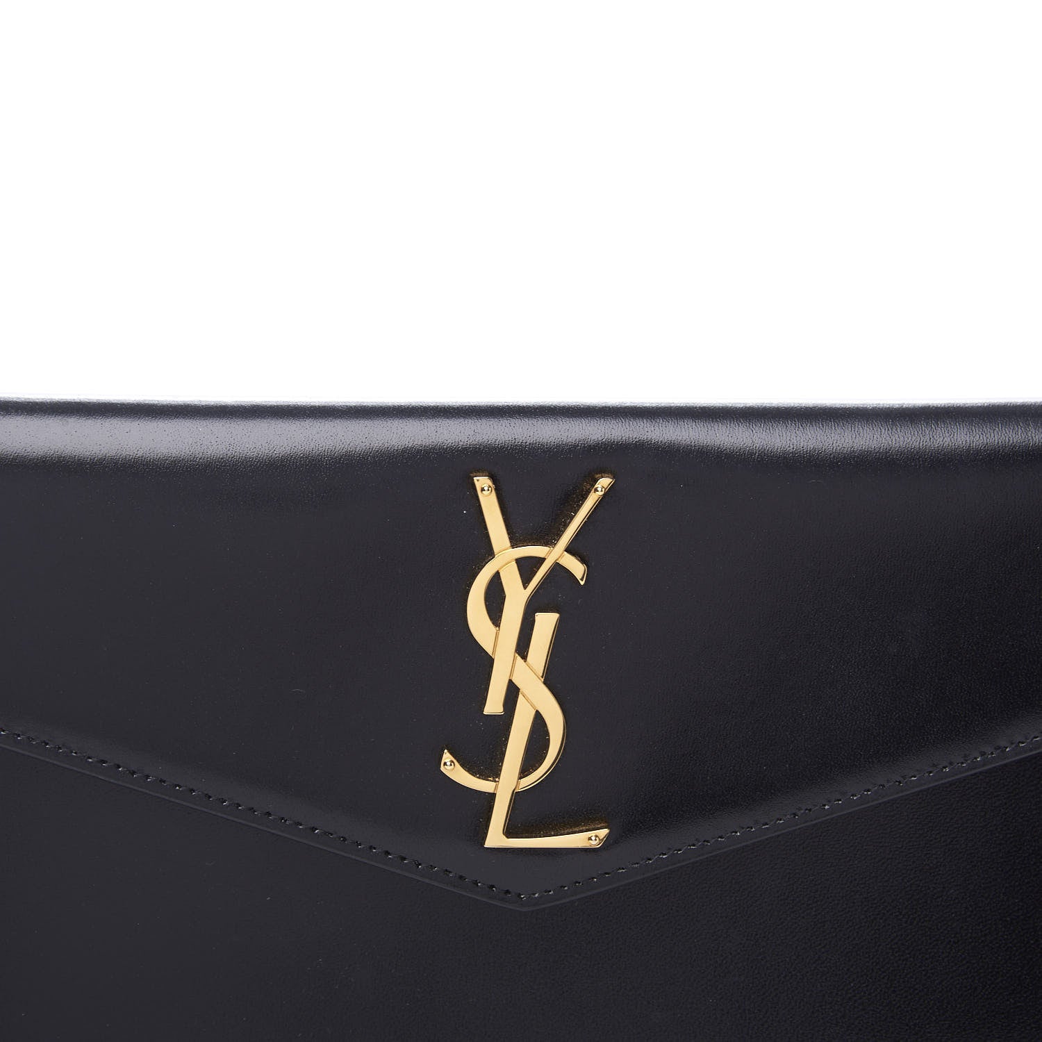 Saint Laurent Smooth Shiny Calfskin Monogram Uptown Pouch Black 9 of 10
