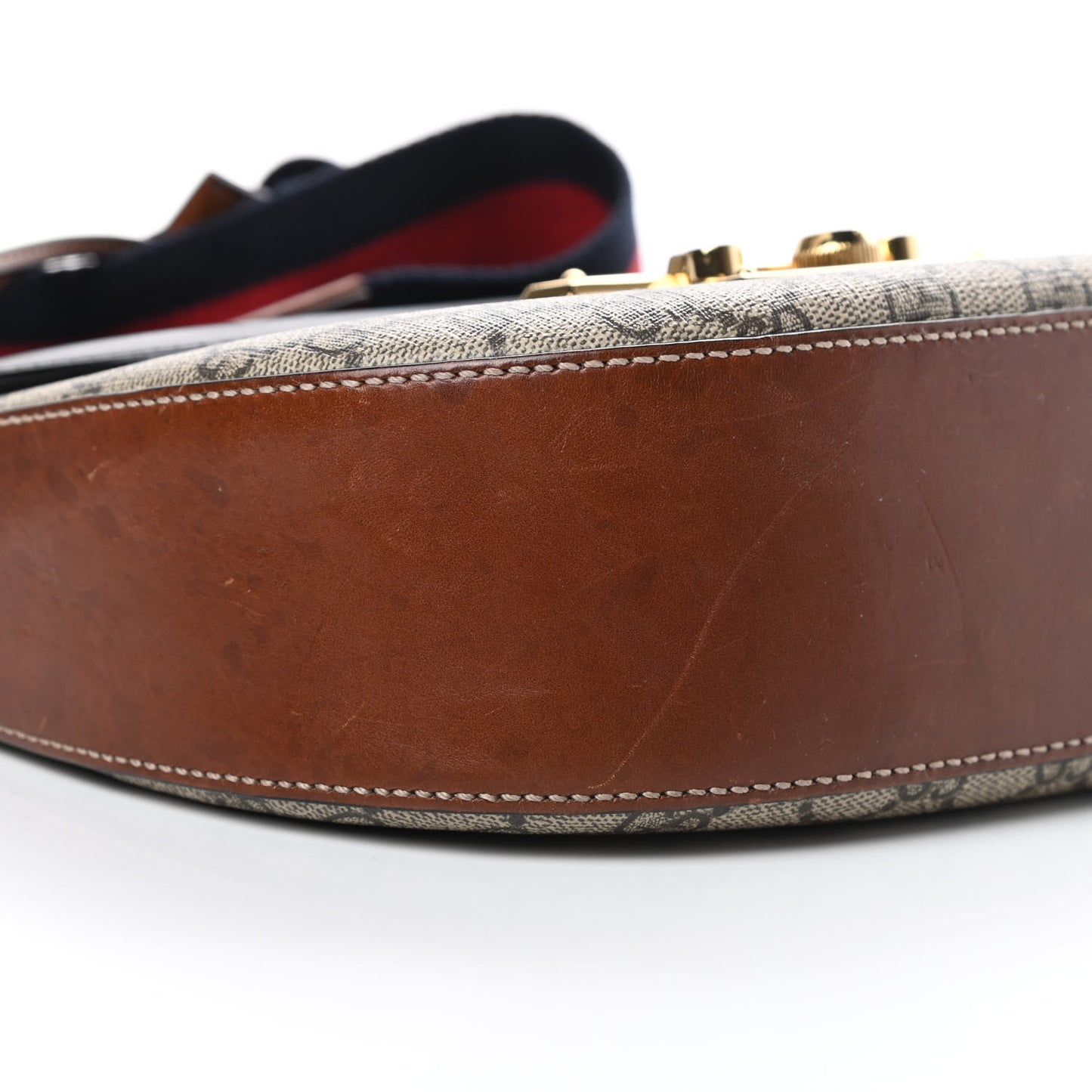 GG Supreme Monogram Web Medium Padlock Messenger Shoulder Bag Black