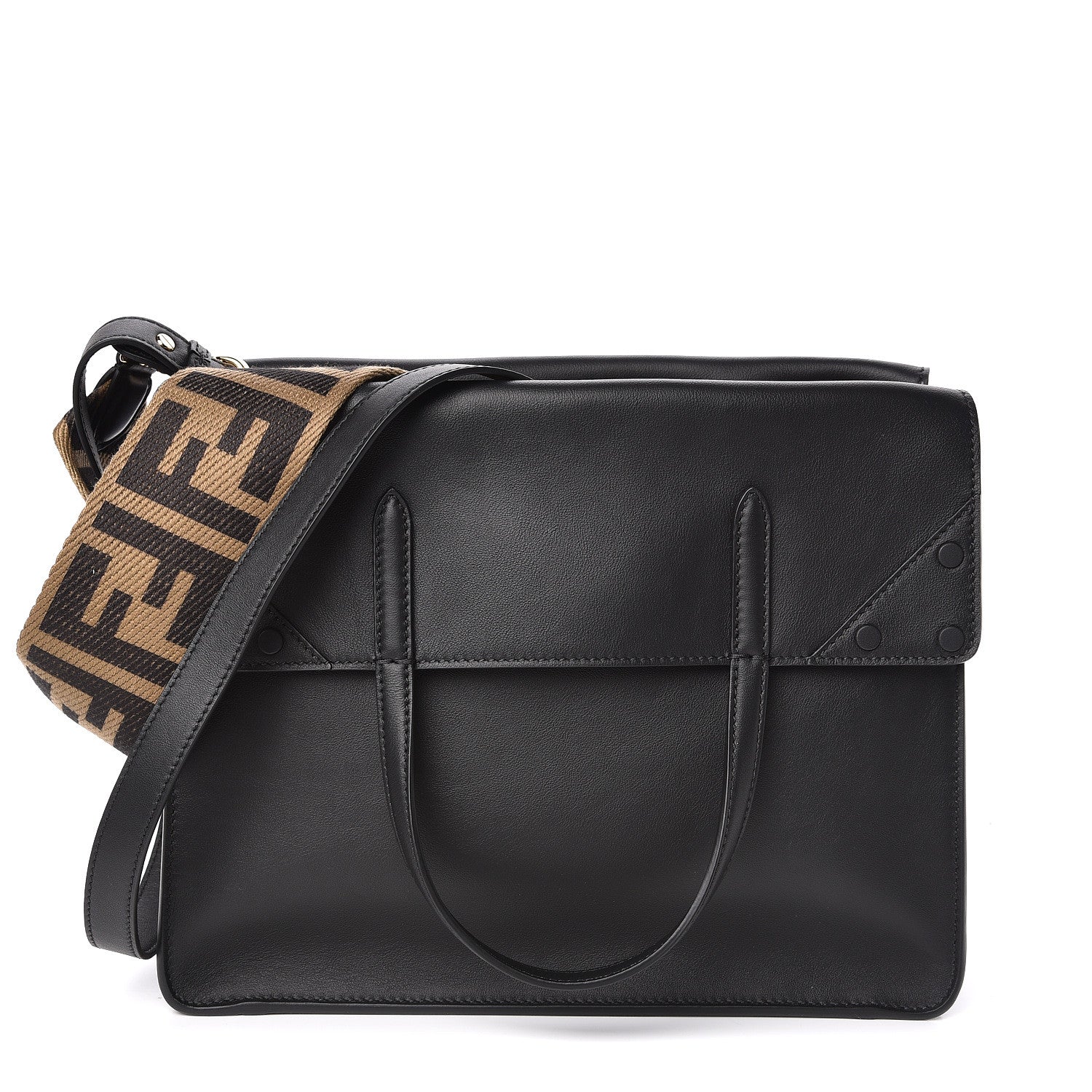Fendi Vitello Grace Matte Large Flip Tote Black 1 of 11