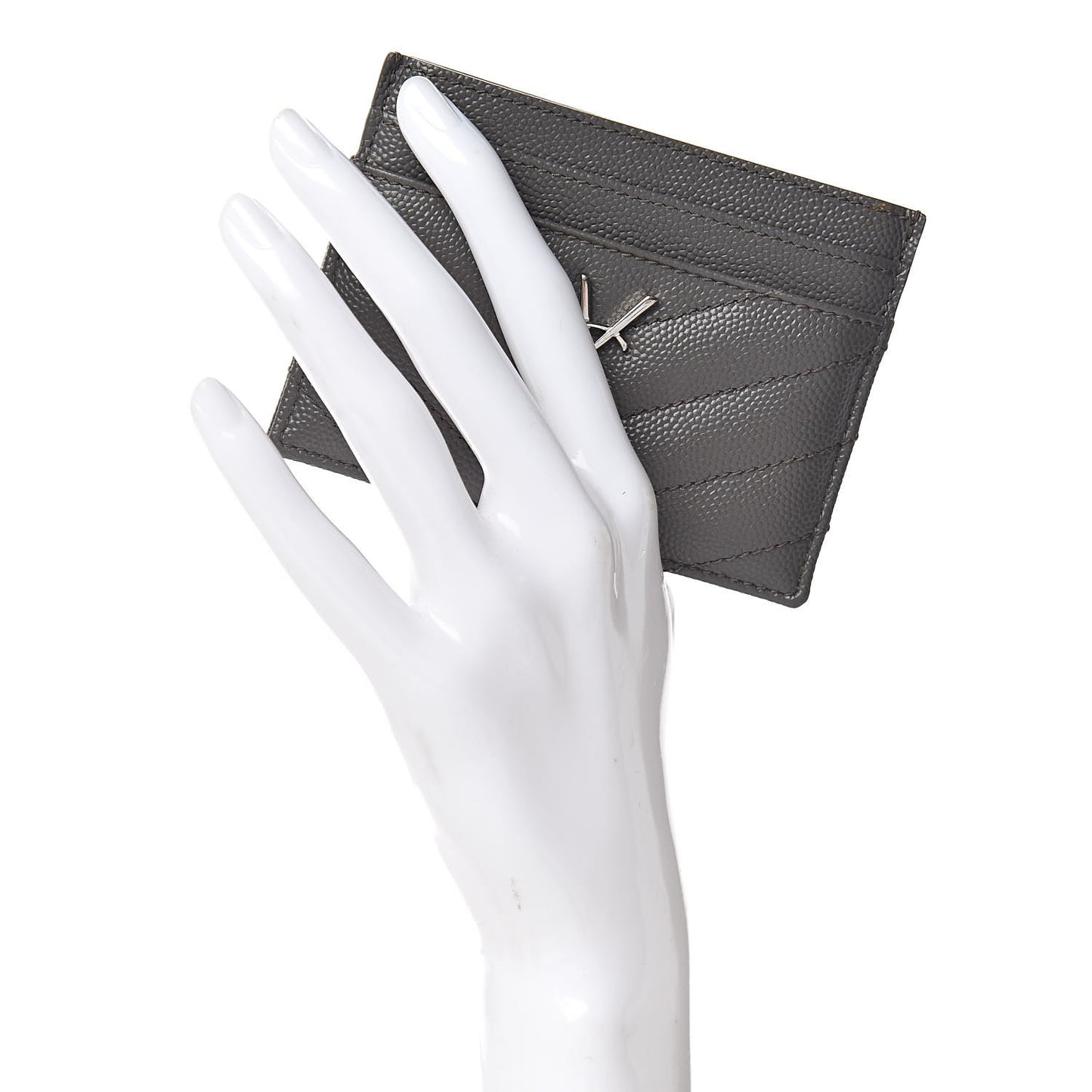 Grain De Poudre Matelasse Chevron Monogram Credit Card Case Coal