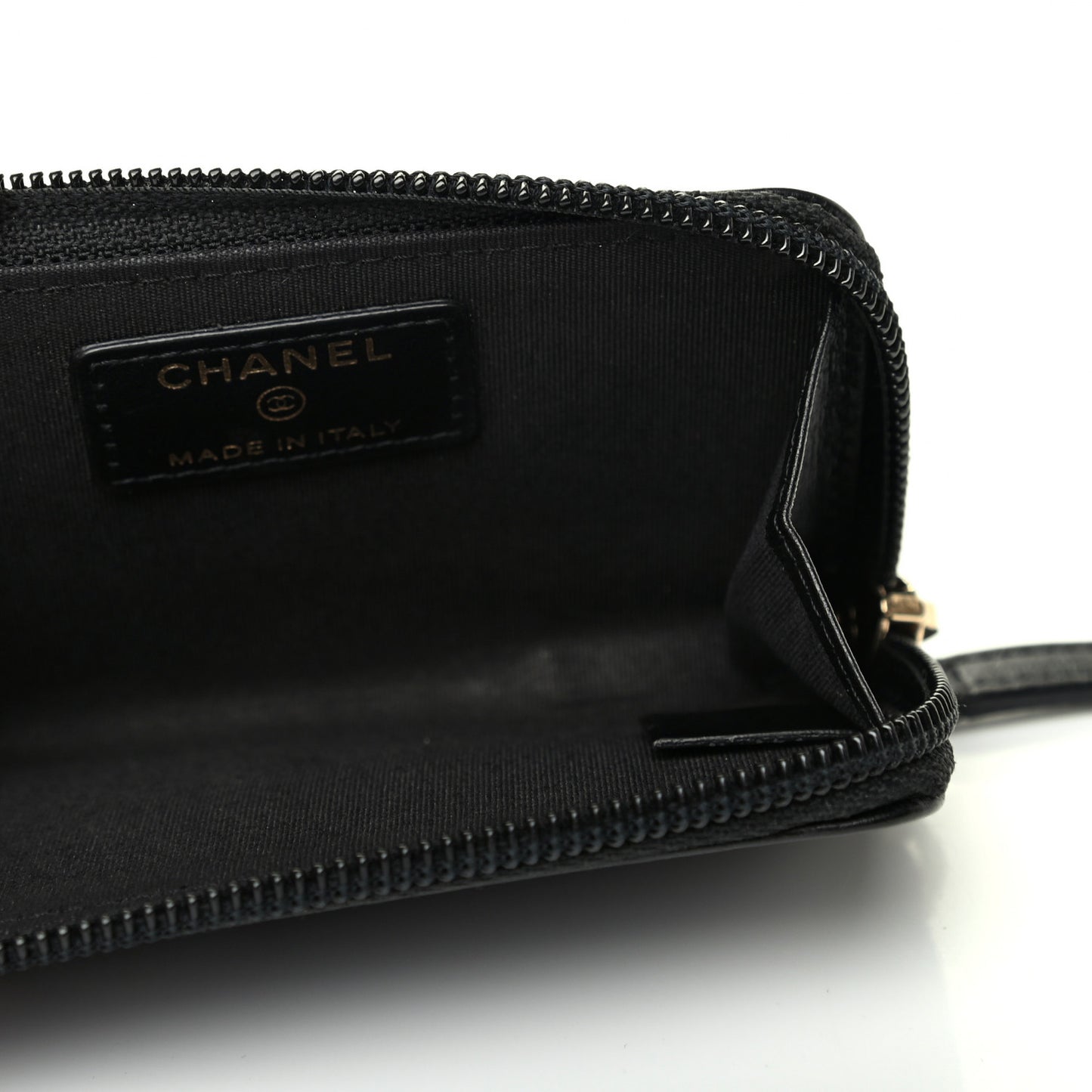 Calfskin Chain Embossed CC Key Holder Case Black